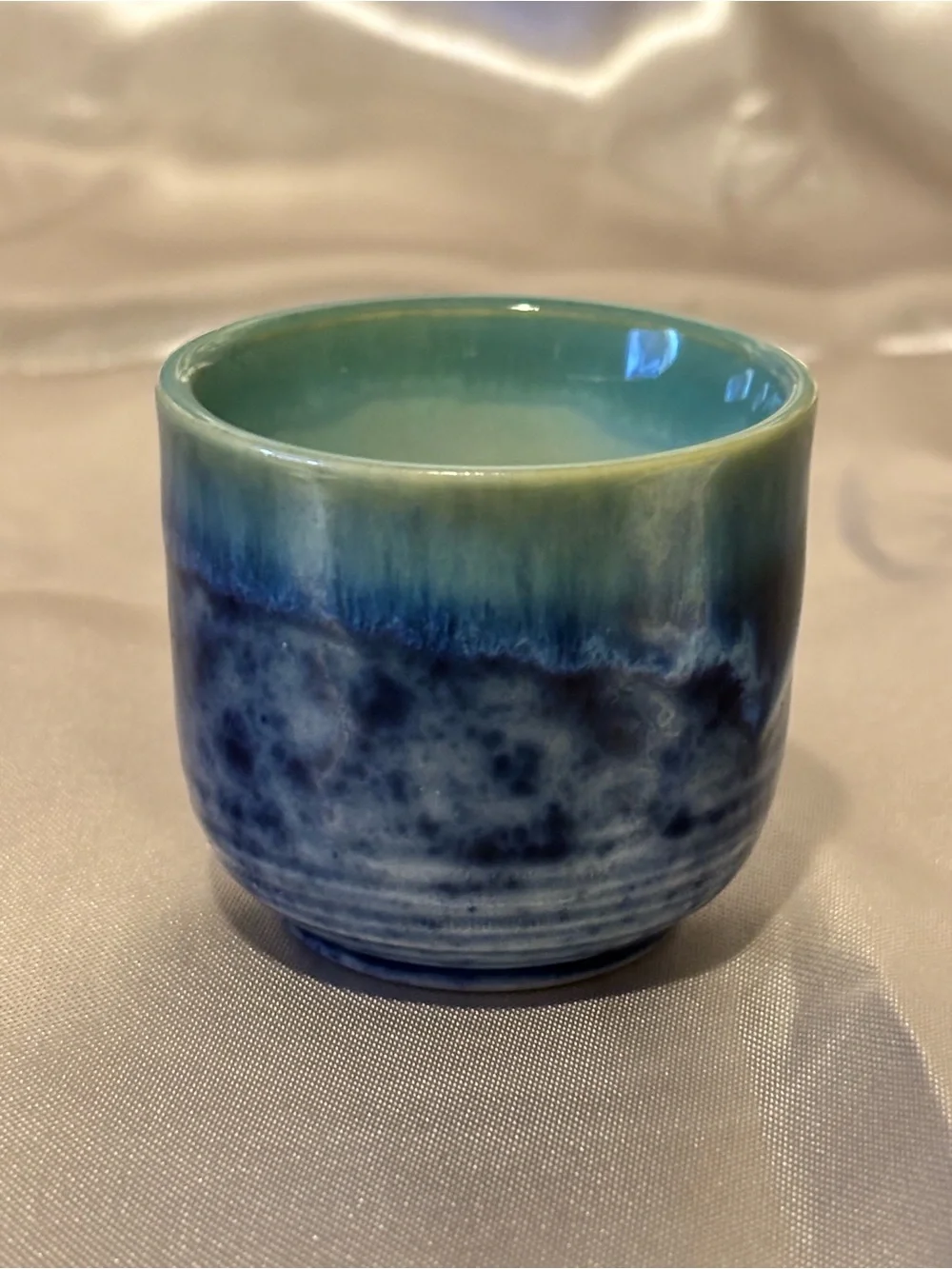 Japanese Blue and Green Sake Set. 3 pcs. Made in Japan.